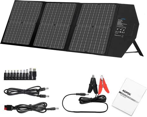 AIDPEK 60W Foldable Solar Panel with Kickstand,Portable Solar Charger with QC3.0 USB Ports&18V DC Output for Suaoki Portable Generator / 8mm Goal Zero Yeti Power Station/Jackery/USB Devices