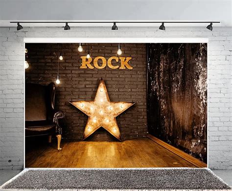 AOFOTO 8x6ft Grunge Vintage Interior Decoration Photography Background Rock Star Light Backdrop Punk Pop Fashion Music Stylish Trendy Boy Girl Adult Artistic Portrait Photo Studio Props Wallpaper