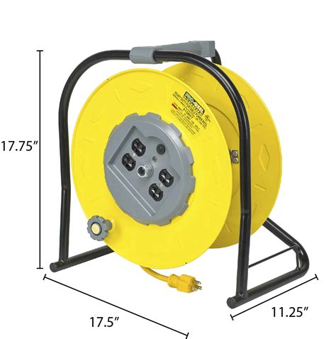 Alert 9100HT Industrial Multi-Outlet Manual Wind-Up Reel w/Circuit Breaker, Yellow