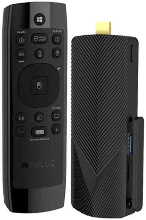 Azulle Access4 Pro Fanless Mini PC Stick 4GB/64GB with Logitech Keyboard & Webcam – Business & Home Portable Computer, WiFi, Windows 10 Pro & Ethernet