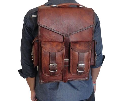 Black Vintage Leather Backpack Laptop Messenger Bag Rucksack Sling for Men Women
