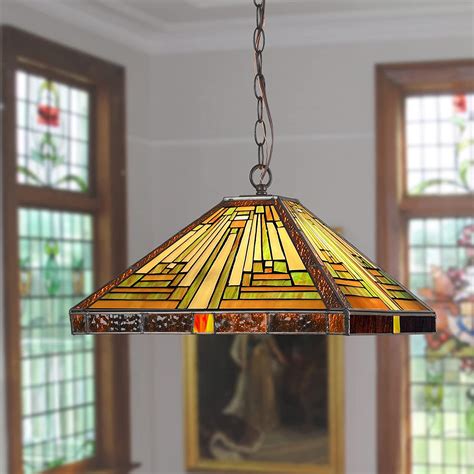 Capulina Tiffany Pendant Light 2 Light 16 Inches for Kitchen Island Dining Room Traditional Handicrafts Antique Stained Glass Hanging Light