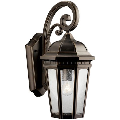Courtyard 17.75" 1 Light Outdoor Wall Light with Clear Seeded Glass in Textured Black
