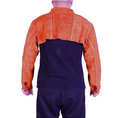 EULANGDE Premium Split Welders Heat Resistant Leather Cape Sleeve w/20" Bib Combo,Adjustable Cuffs, Adjustable Collar, Welding Work Jacket M L XL 2XL 3XL for Men & Women (XXX-Large(bib))