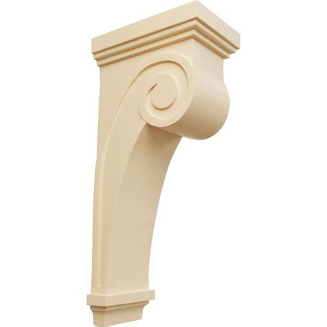 Ekena Millwork COR06X10X22SCMA Scroll Wood Corbels, 6 1/4"W x 10"D x 22"H, Maple