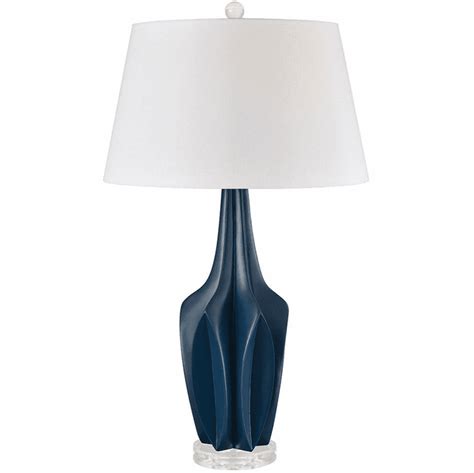 Elk Lighting D3584 Wake Table Lamp, Navy Blue, Clear Crystal
