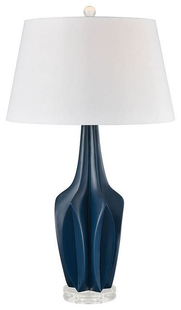 Elk Lighting D3584 Wake Table Lamp, Navy Blue, Clear Crystal