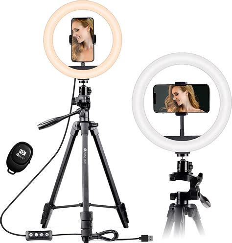 HPUSN 10.3" Selfie Ring Light with Tripod Stand & Flexible Phone Holder for Live Stream, Makeup, Dimmable Led Camera Beauty Ringlight for YouTube/TikTok/Photography Compatible with Phone and Camera