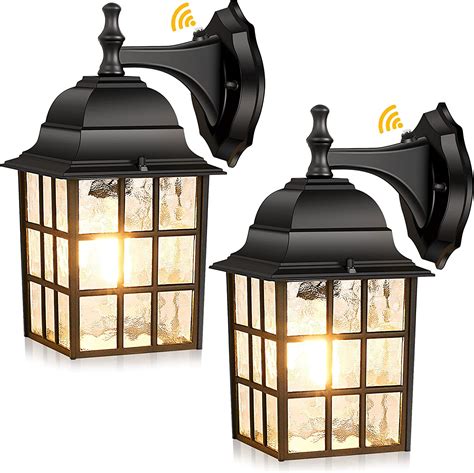 JEENKAE Dusk to Dawn Outdoor Wall Lights Black Exterior Wall Sconces Set of 2 for Patio Porch