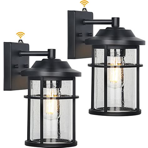 JEENKAE Dusk to Dawn Outdoor Wall Lights Black Exterior Wall Sconces Set of 2 for Patio Porch