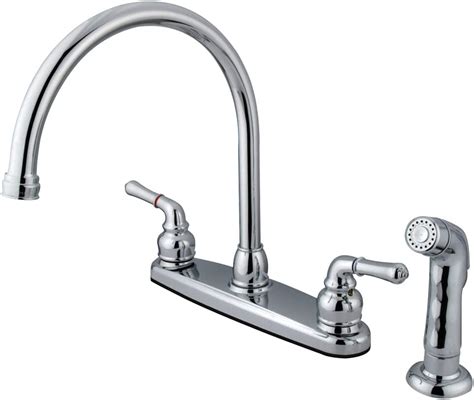 Kingston Brass KB795 Magellan Twin Lever Handle C Type Kitchen Faucet with Sprayer, 8-3/4-Inch, Oil Rubbed Bronze