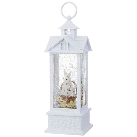 RAZ Imports Spring Water Lanterns 11.75" Bunnies in Basket Lighted Water Gazebo