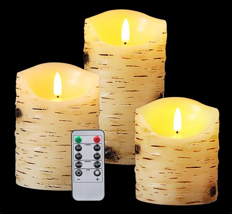 Set of 3 Flameless Candles 3.5" x 5" 3.5" x 7" 3.5" x 9" Moving Flame Real Wax Vanilla Scented Pillar Candles with Timer and Remote Control, Ivory