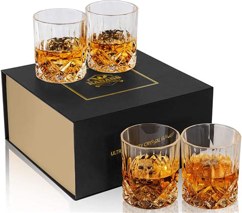 Whiskey Glass 9 Oz Old Fashioned drinking glasses set of 6 best as Scotch Bourbon Cognac Rum or Cocktail