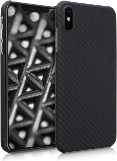 40% Off Discount kalibri Aramid Fiber Case Compatible with Apple iPhone X - Case Super Slim Strong Protective Phone Cover - Black High Gloss